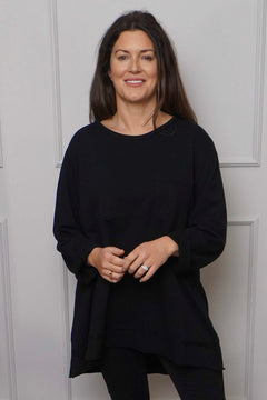 Elnora Pocket Cotton Top Black