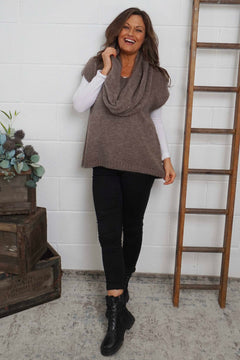 Marinda Scarf Knitted Tank Top Mocha