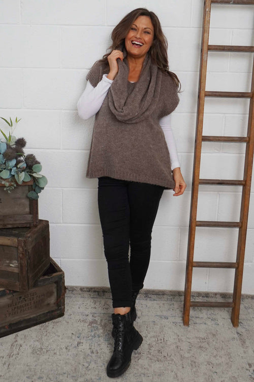 Marinda Scarf Knitted Tank Top Mocha - Image 1