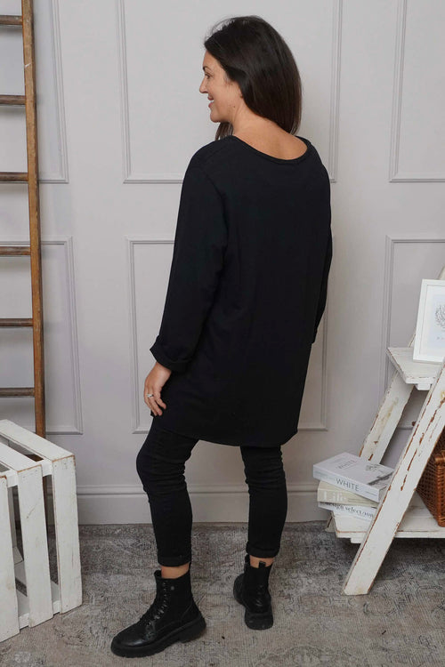 Elnora Pocket Cotton Top Black - Image 4