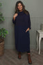 Libby Cowl Neck Cotton Dress Navy