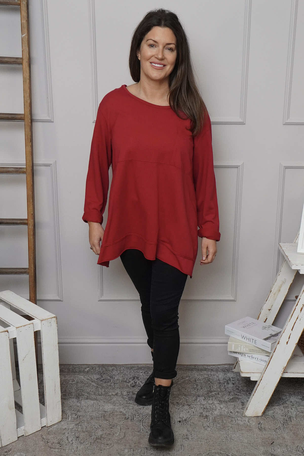 Elnora Pocket Cotton Top Red