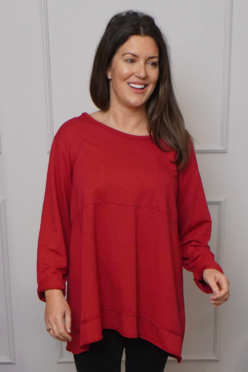 Elnora Pocket Cotton Top Red