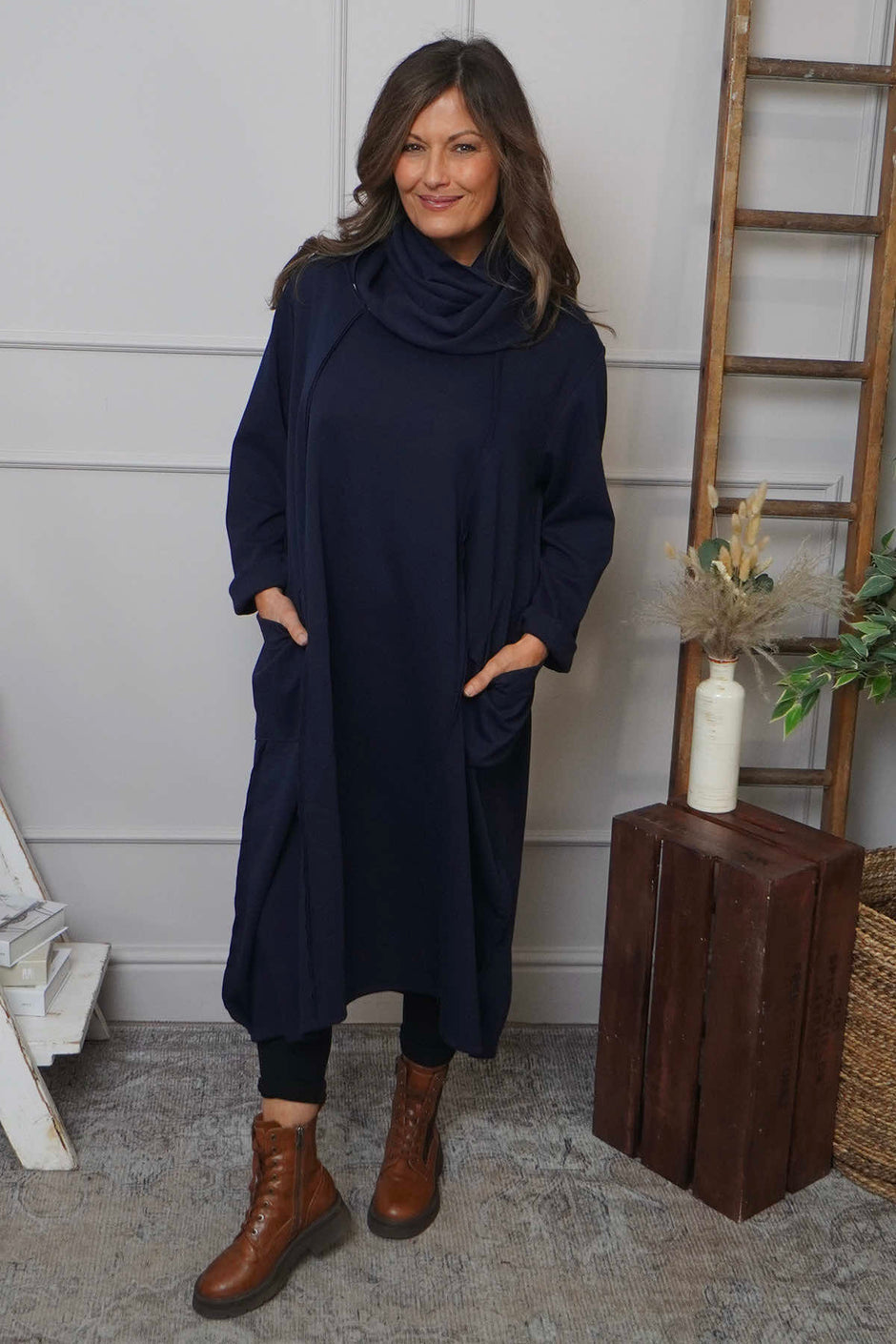 Maris Snood Cotton Dress Navy