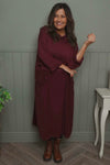 Libby Cowl Neck Cotton Dress Wine