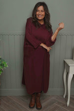 Libby Cowl Neck Cotton Dress Wine Wine - Libby Cowl Neck Cotton Dress Wine
