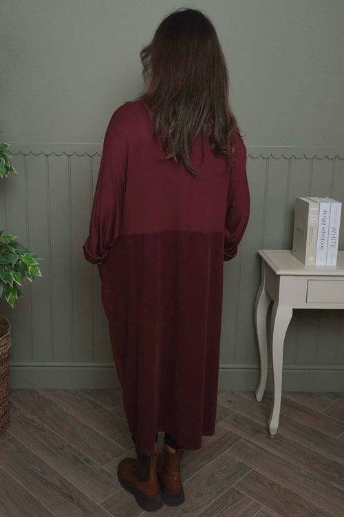 Libby Cowl Neck Cotton Dress Wine - Image 4