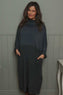 Libby Cowl Neck Cotton Dress Charcoal