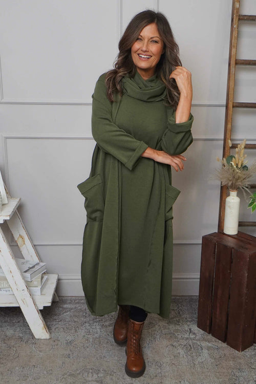 Maris Snood Cotton Dress Khaki