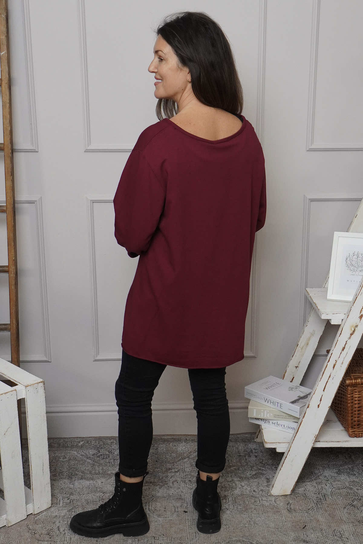 Elnora Pocket Cotton Top Wine