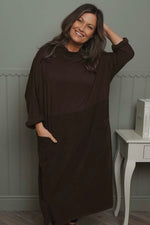 Libby Cowl Neck Cotton Dress Cocoa Cocoa - Libby Cowl Neck Cotton Dress Cocoa