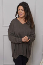 Josephine V-Neck Knitted Jumper Dark Mocha Dark Mocha - Josephine V-Neck Knitted Jumper Dark Mocha