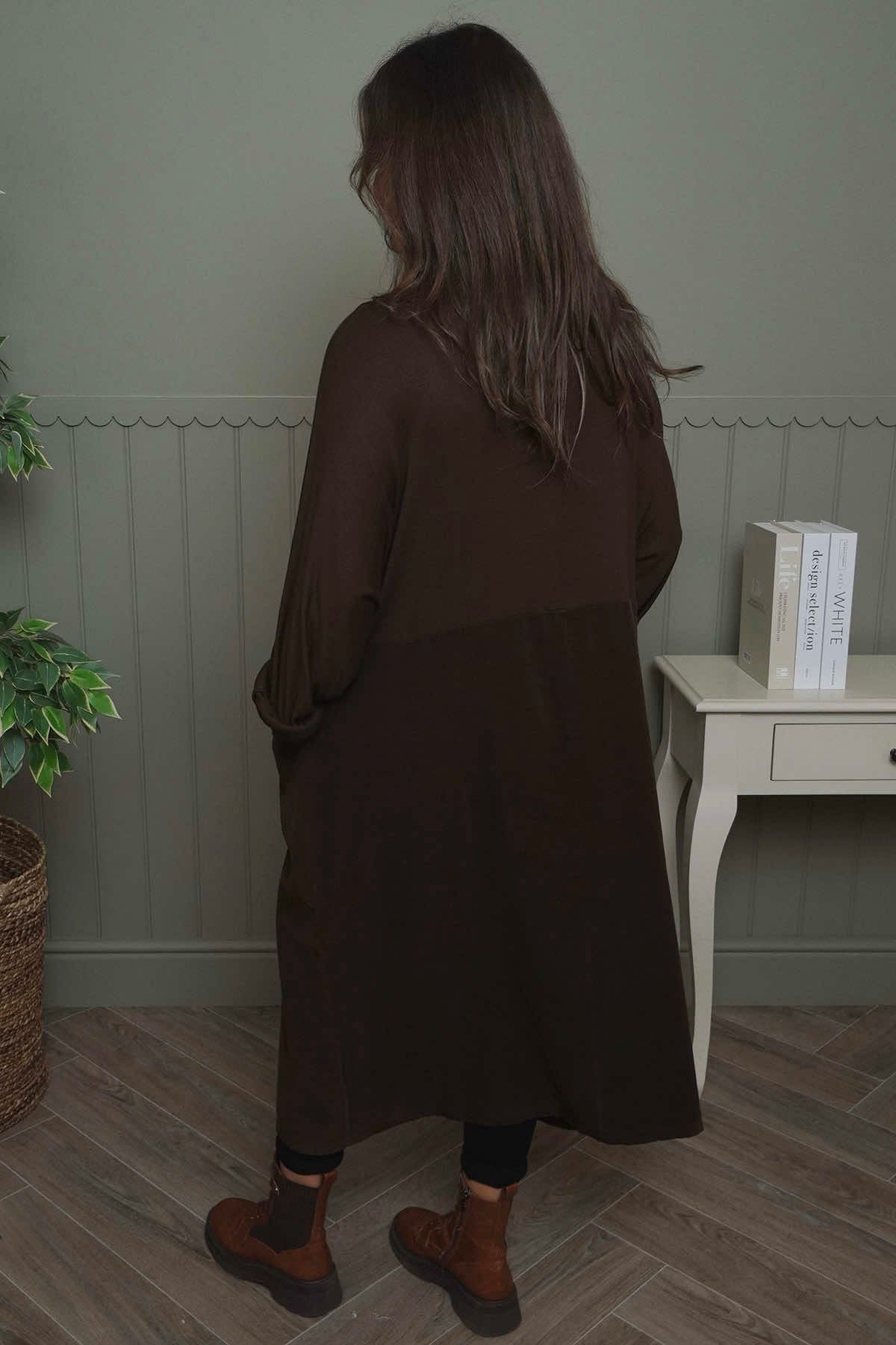 Libby Cowl Neck Cotton Dress Cocoa