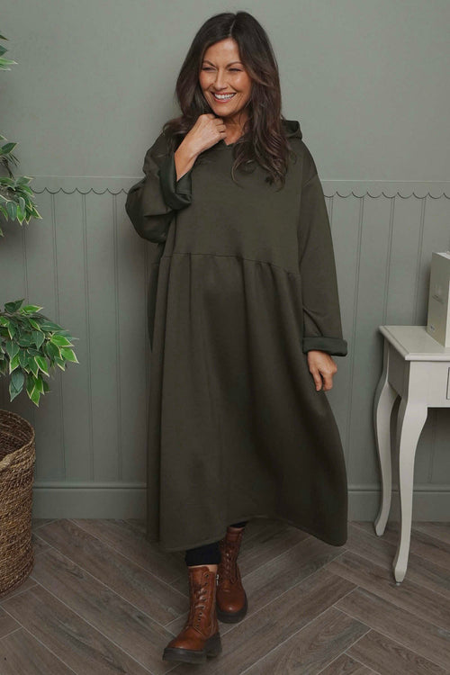 Saskia Hooded Dress Khaki - Image 3