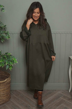 Saskia Hooded Dress Khaki
