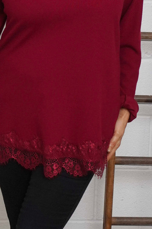 Chantelle Lace Detail Top Wine - Image 3