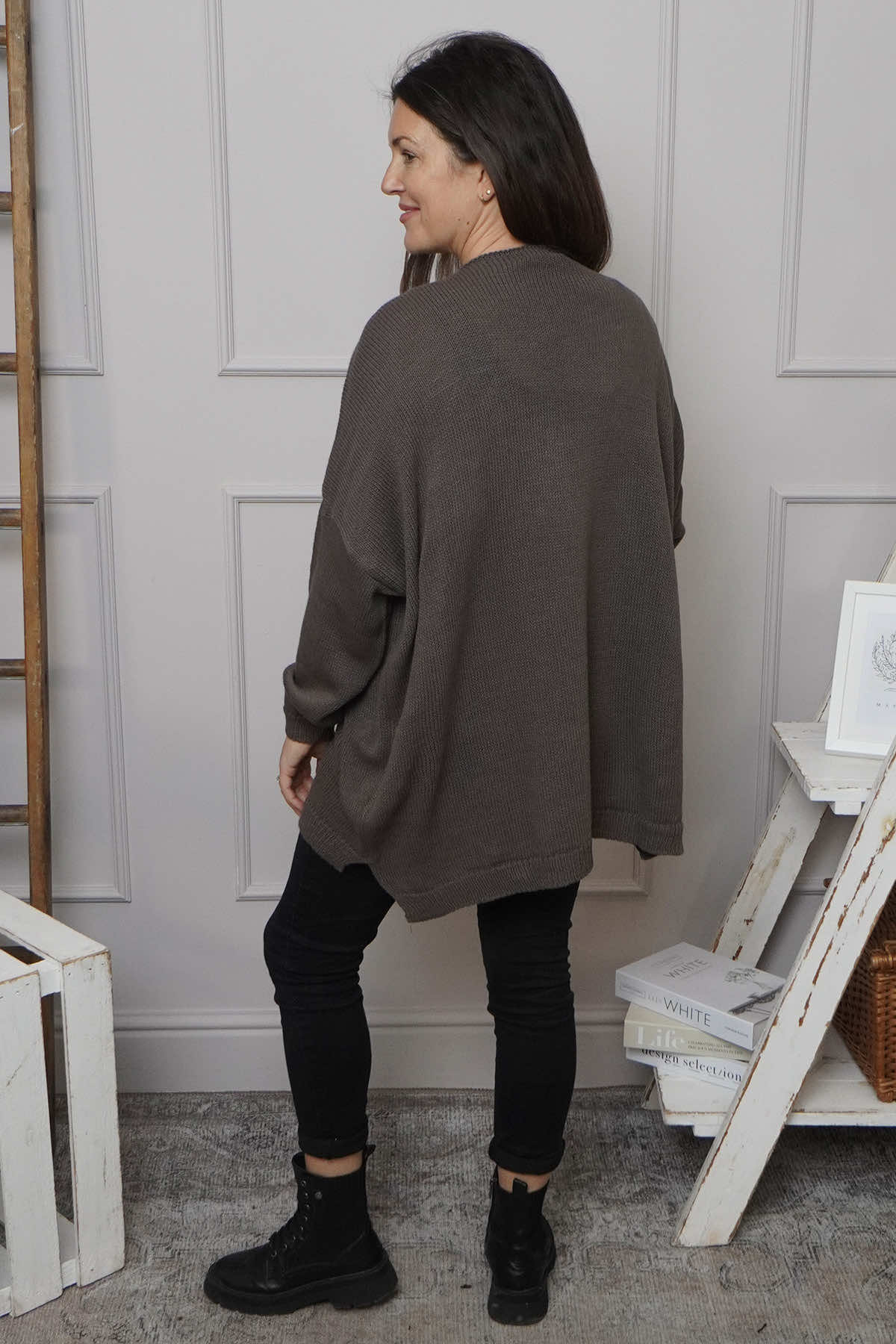 Josephine V-Neck Knitted Jumper Dark Mocha