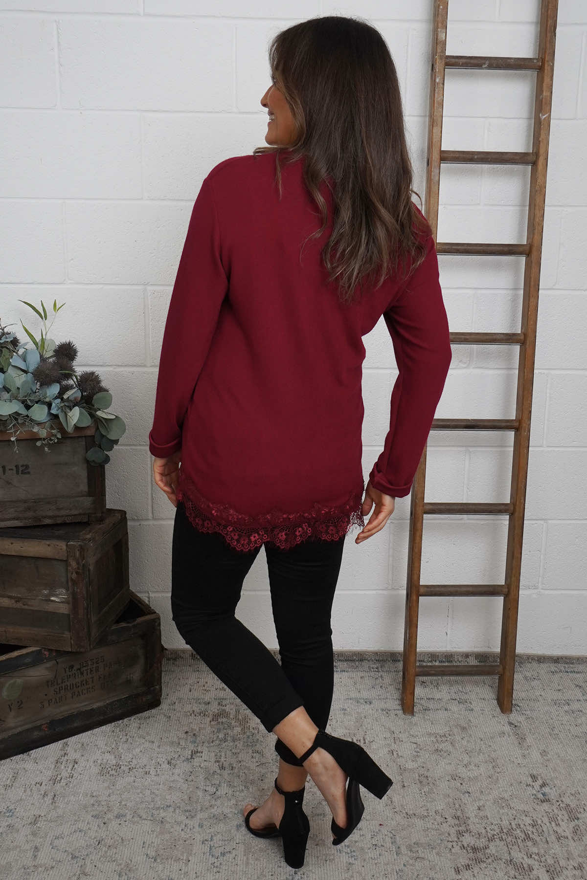 Chantelle Lace Detail Top Wine