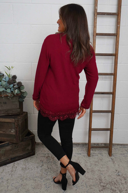 Chantelle Lace Detail Top Wine - Image 4