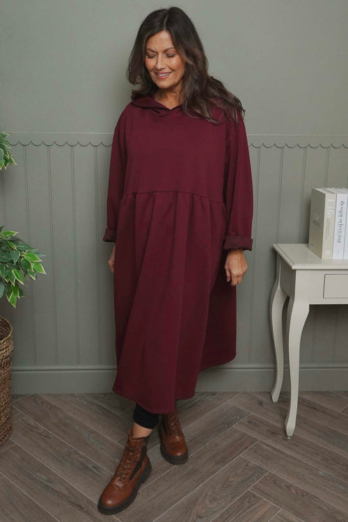 Saskia Hooded Dress Wine - Image 3