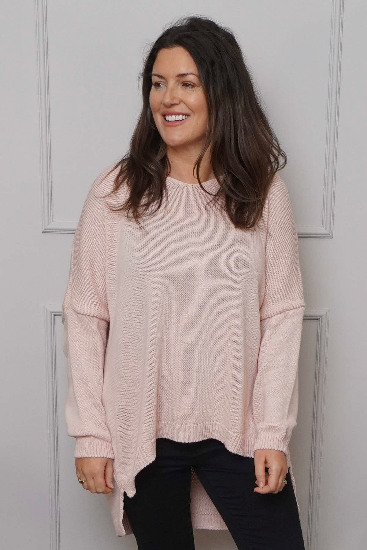 Josephine V-Neck Knitted Jumper Pink
