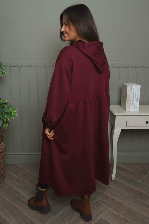 Saskia Hooded Dress Wine - Image 4