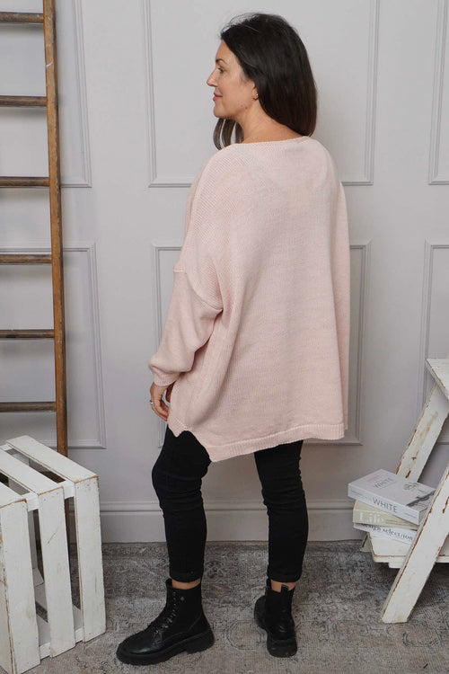 Josephine V-Neck Knitted Jumper Pink - Image 4