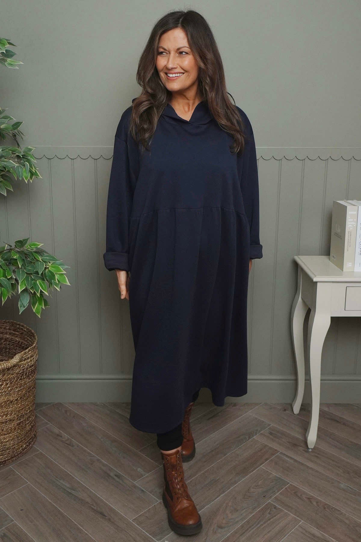 Saskia Hooded Dress Navy