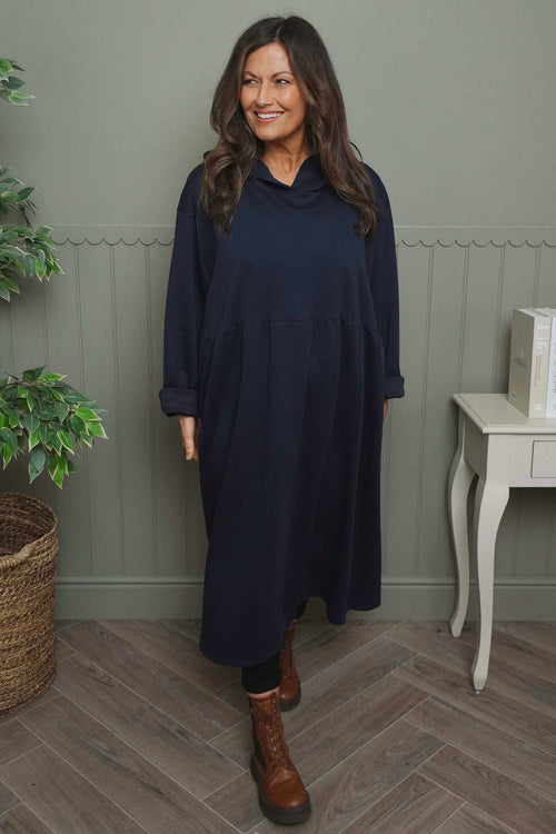 Saskia Hooded Dress Navy - Image 3