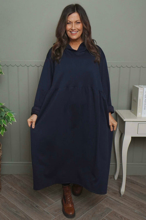 Saskia Hooded Dress Navy - Image 1