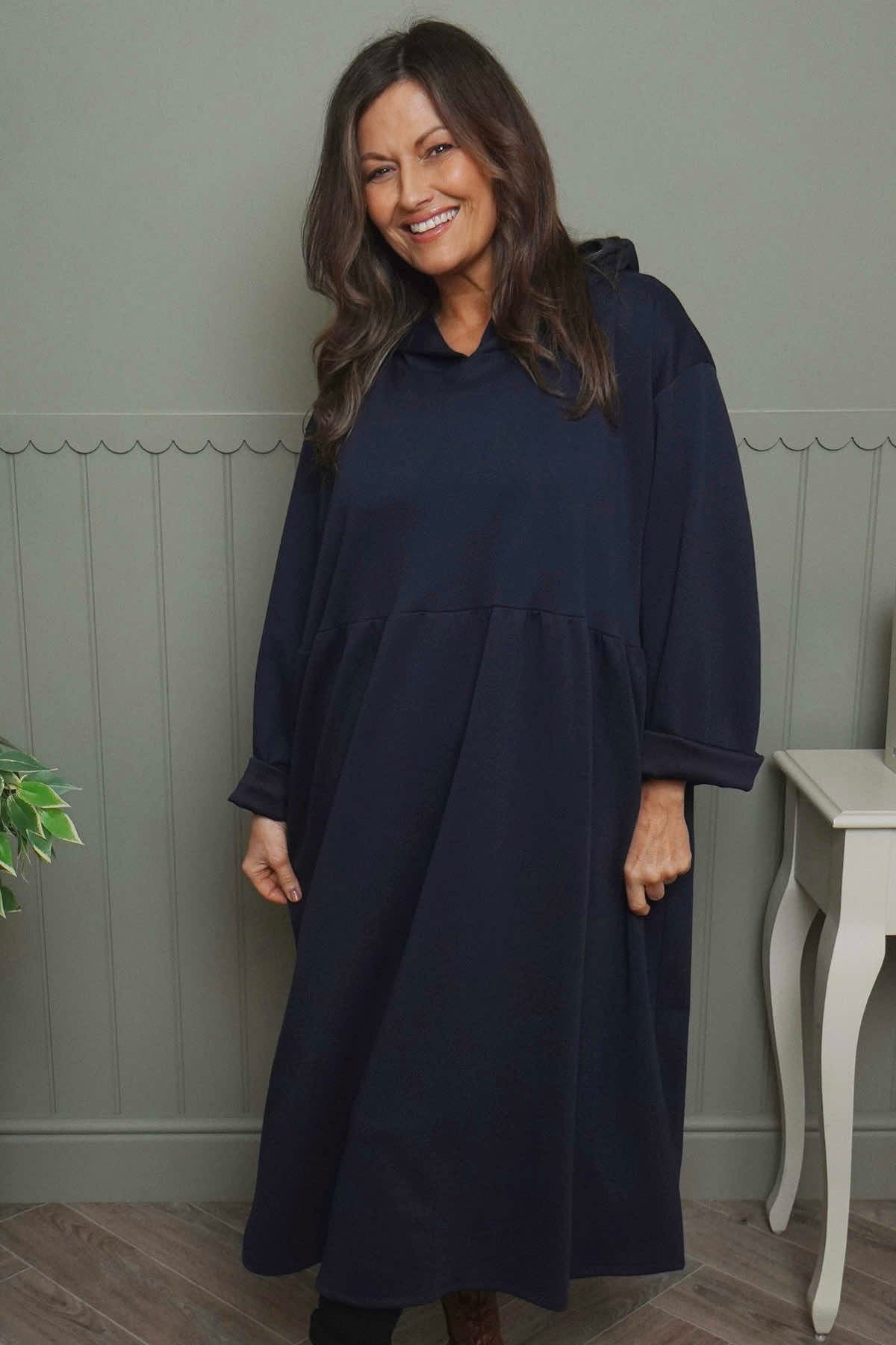 Saskia Hooded Dress Navy