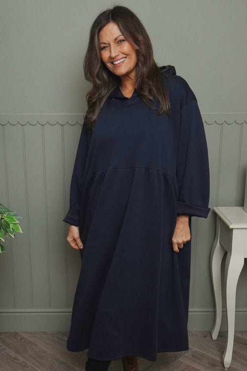 Saskia Hooded Dress Navy - Image 2