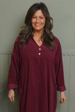 Terrie Needlecord Dress Wine Wine - Terrie Needlecord Dress Wine