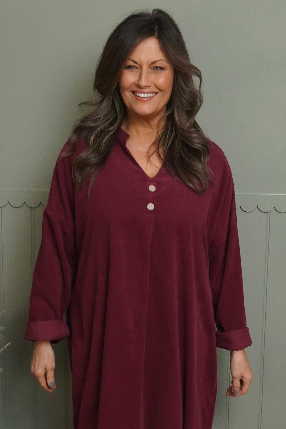 Terrie Needlecord Dress Wine