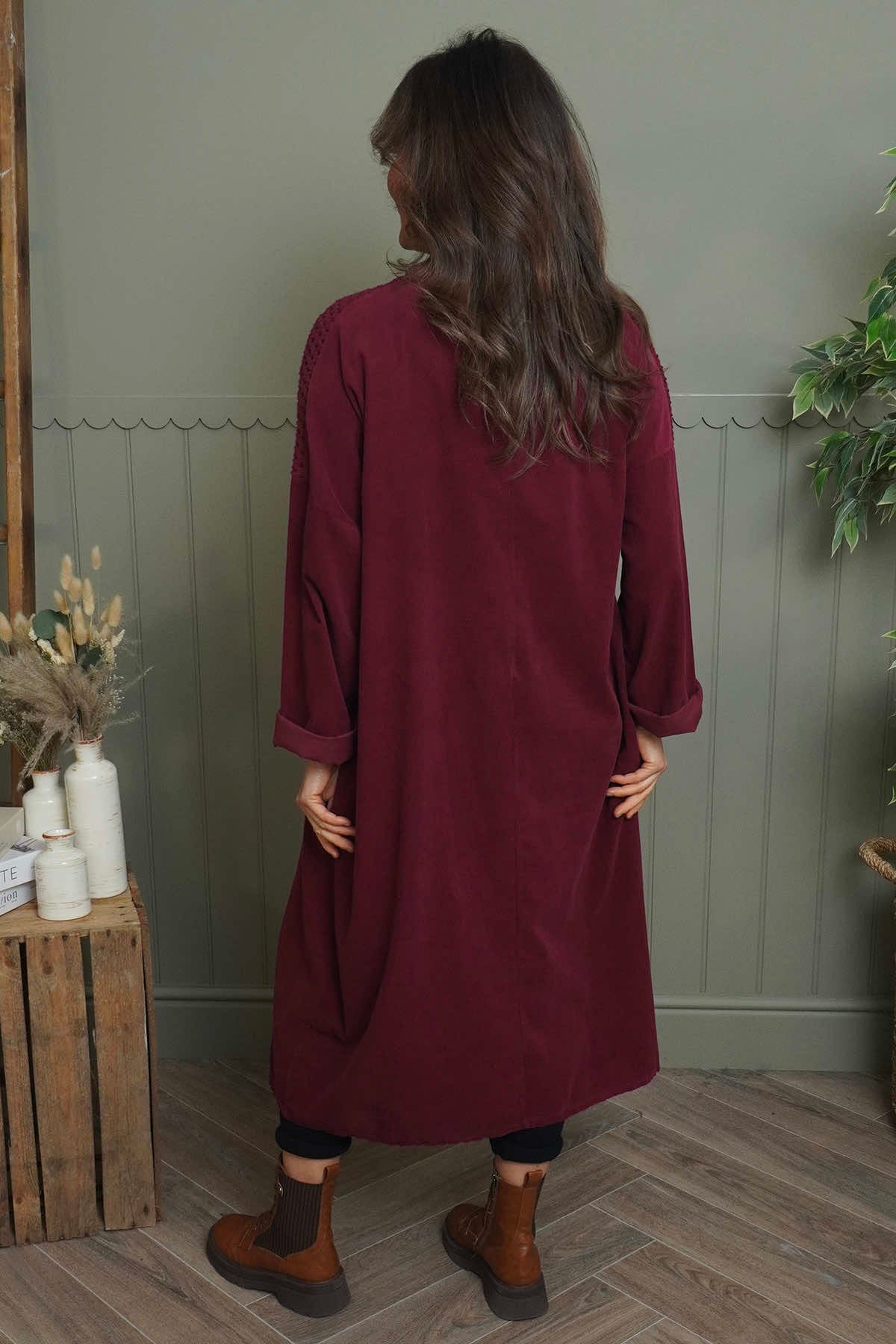 Terrie Needlecord Dress Wine