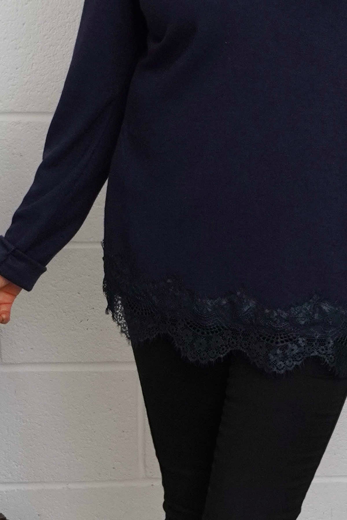 Chantelle Lace Detail Top Navy