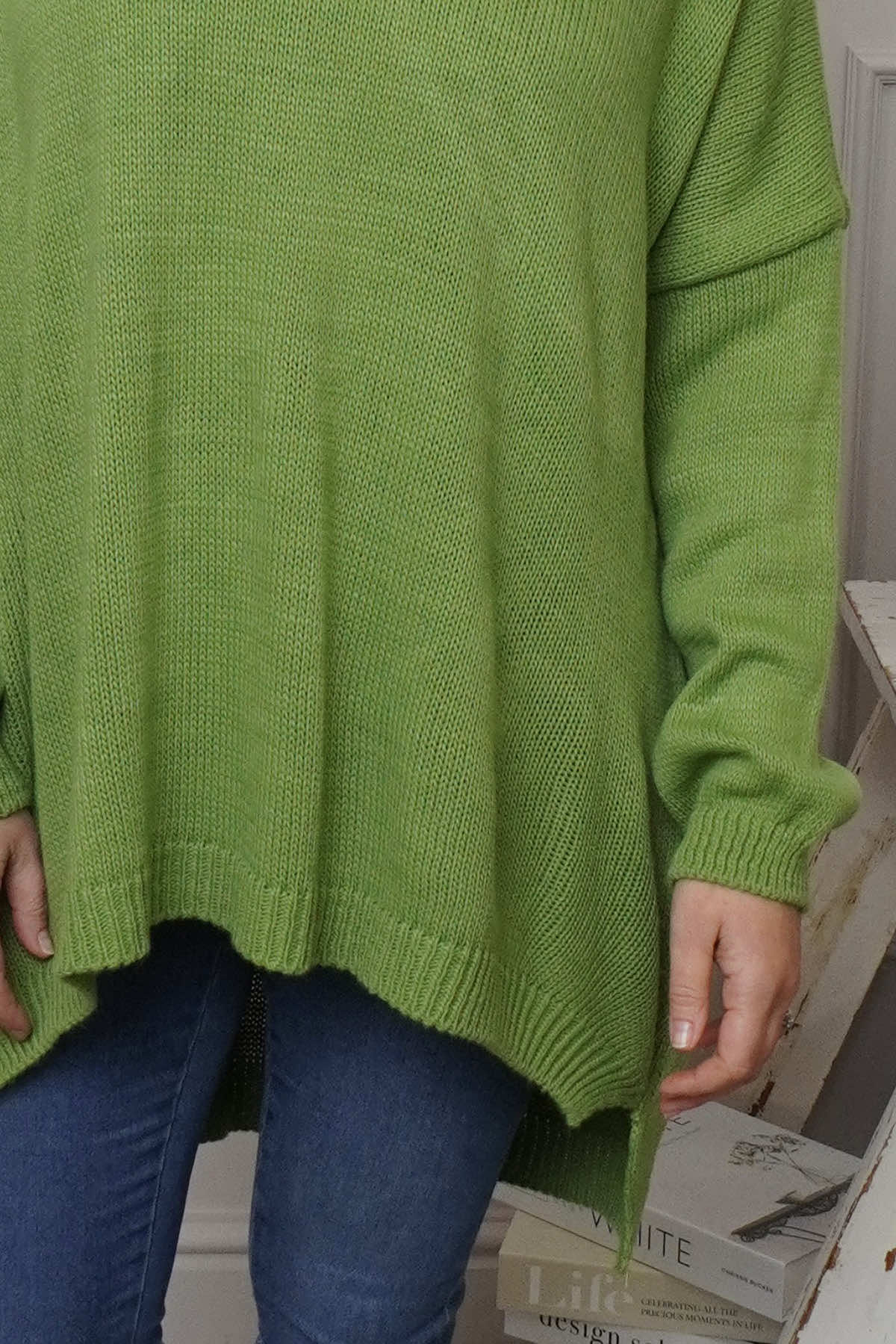 Josephine V-Neck Knitted Jumper Green