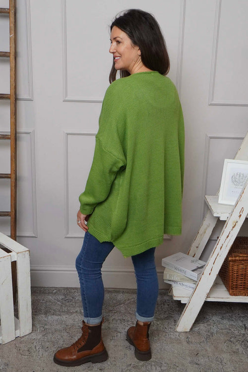 Josephine V-Neck Knitted Jumper Green - Image 4