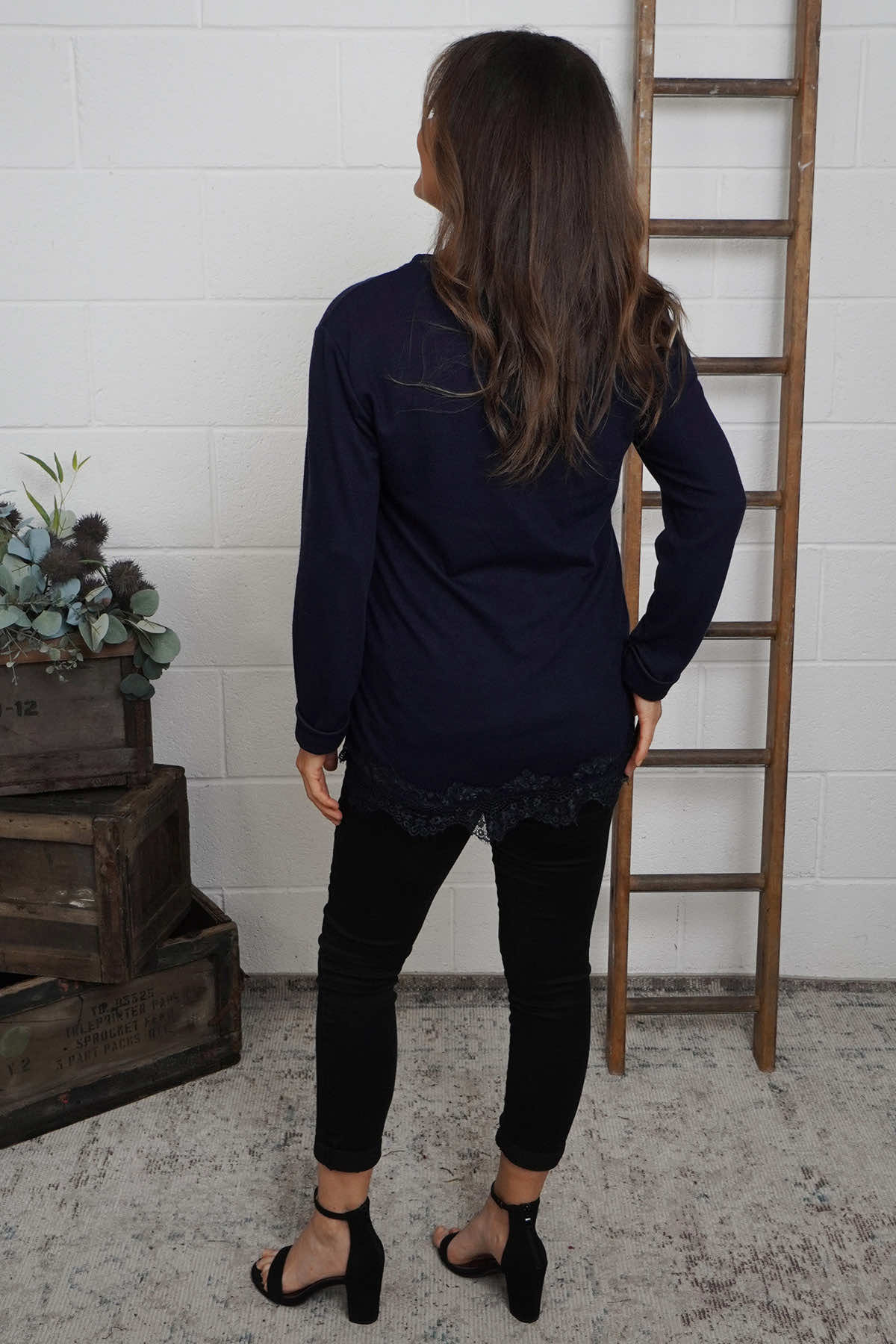 Chantelle Lace Detail Top Navy