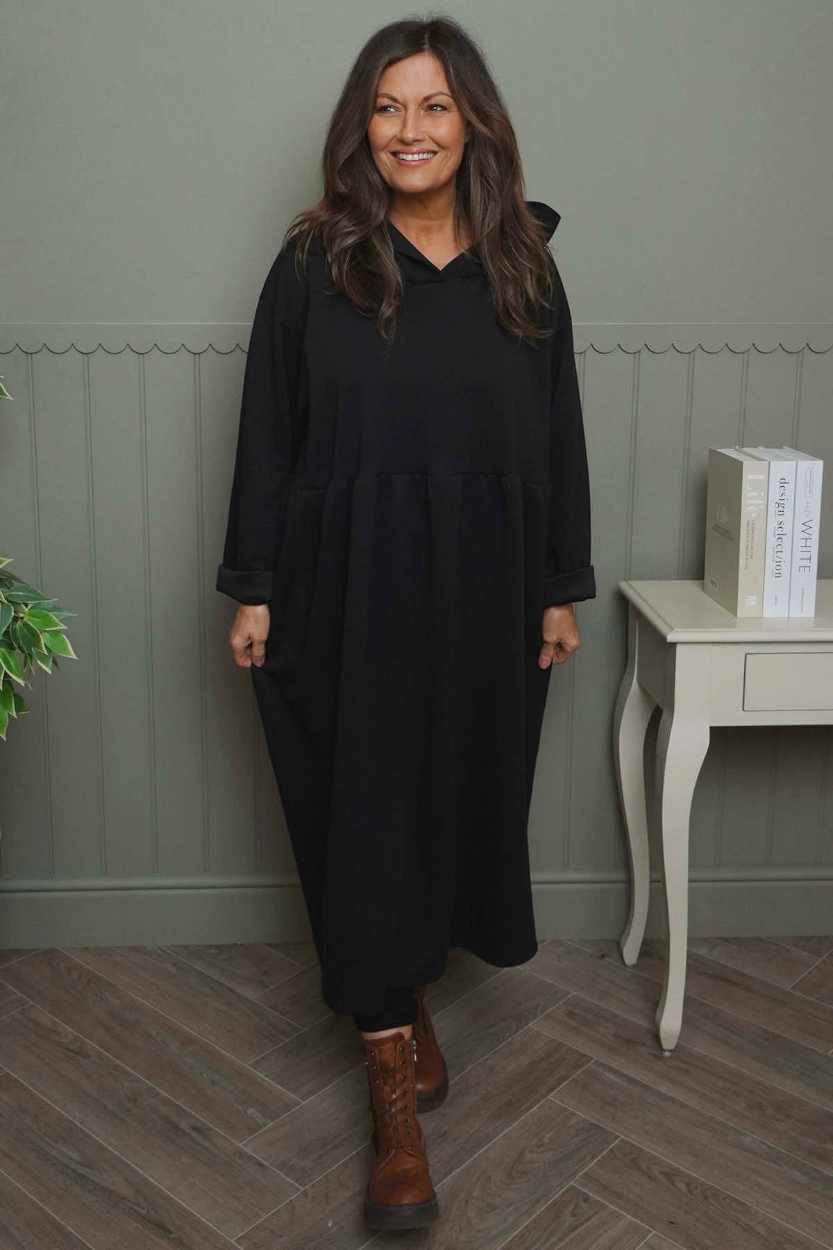 Saskia Hooded Dress Black