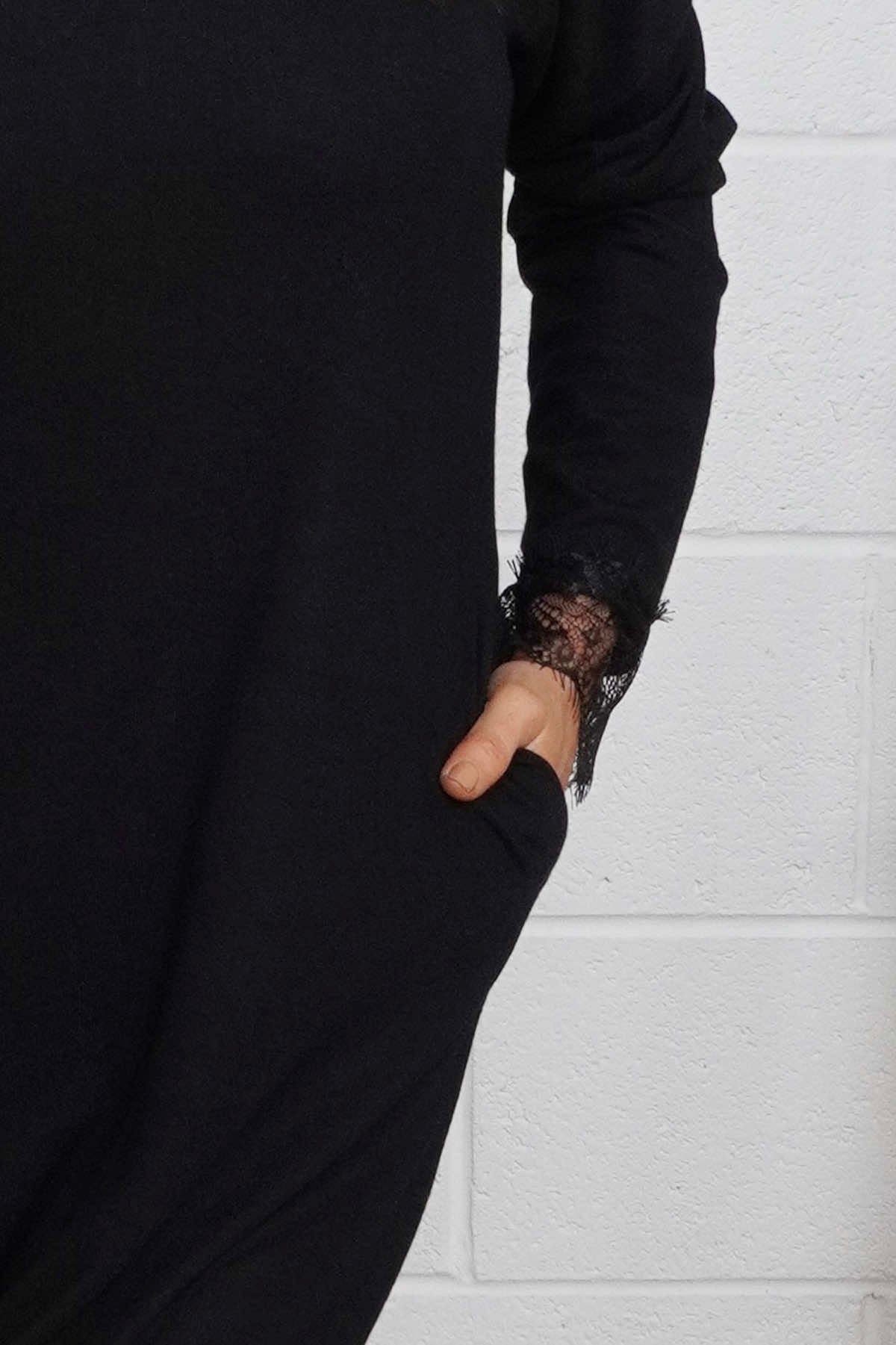 Merinda Lace Detail Dress Black