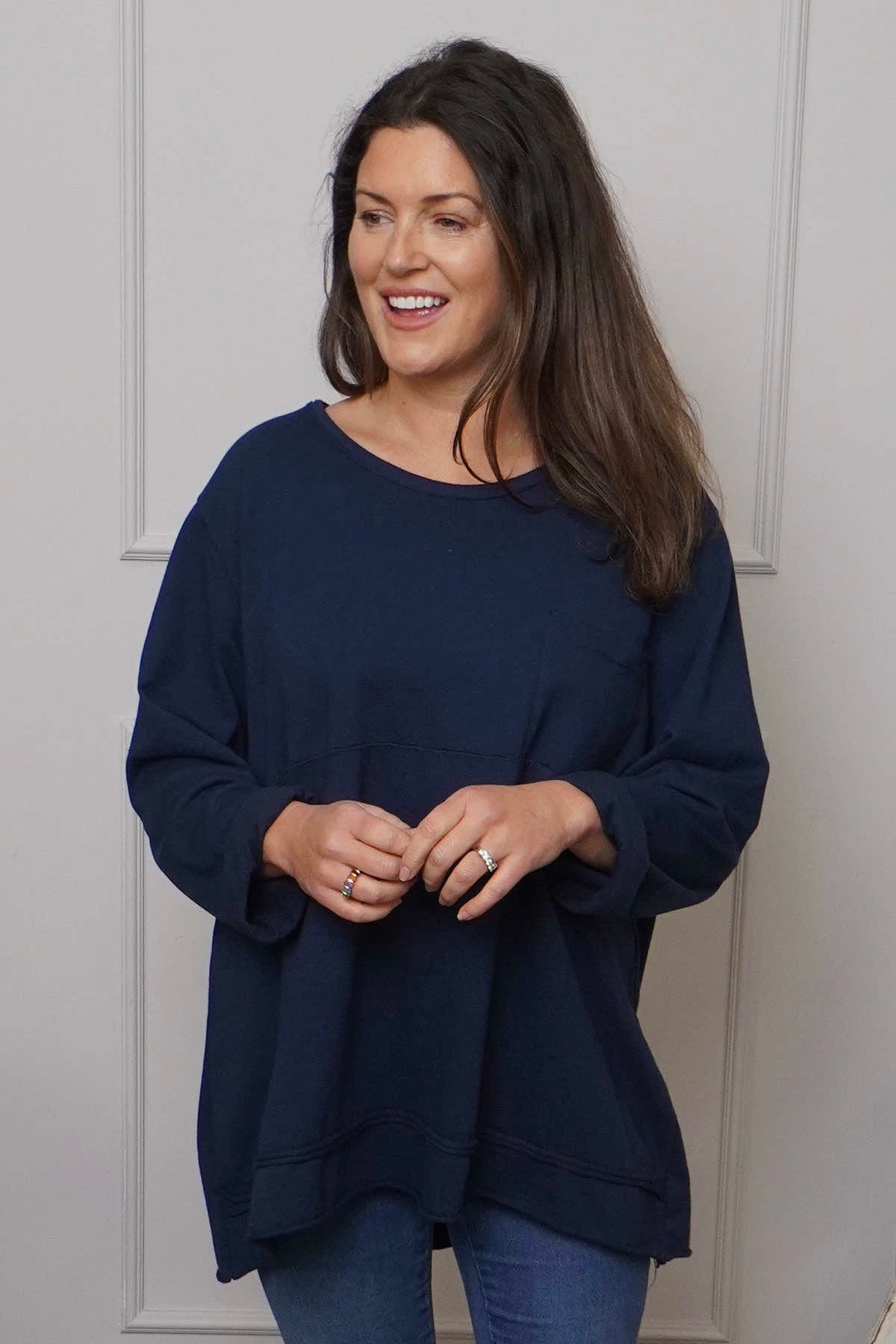 Elnora Pocket Cotton Top Navy