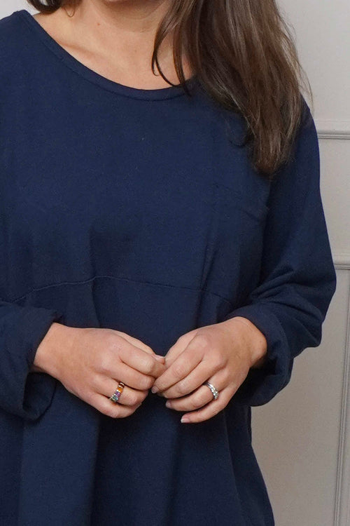 Elnora Pocket Cotton Top Navy - Image 3