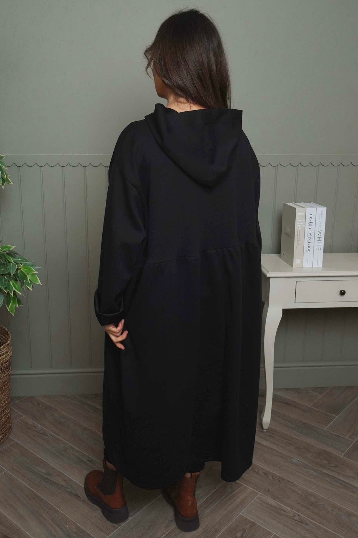 Saskia Hooded Dress Black