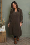 Terrie Needlecord Dress Cocoa