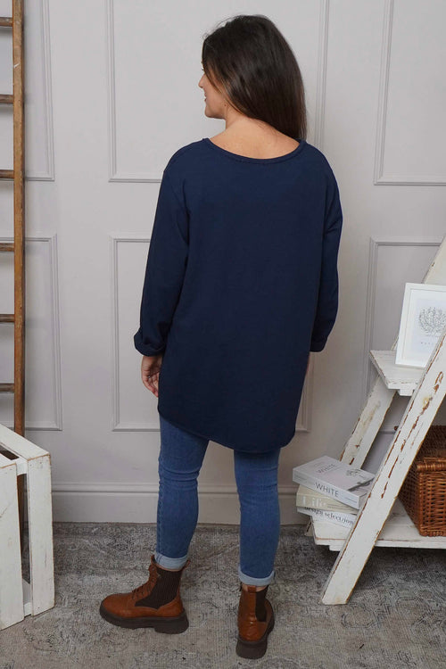 Elnora Pocket Cotton Top Navy - Image 4