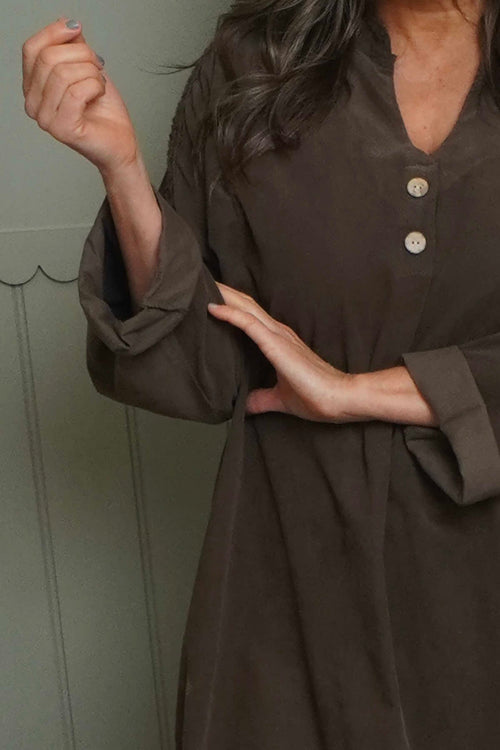 Terrie Needlecord Dress Cocoa - Image 3