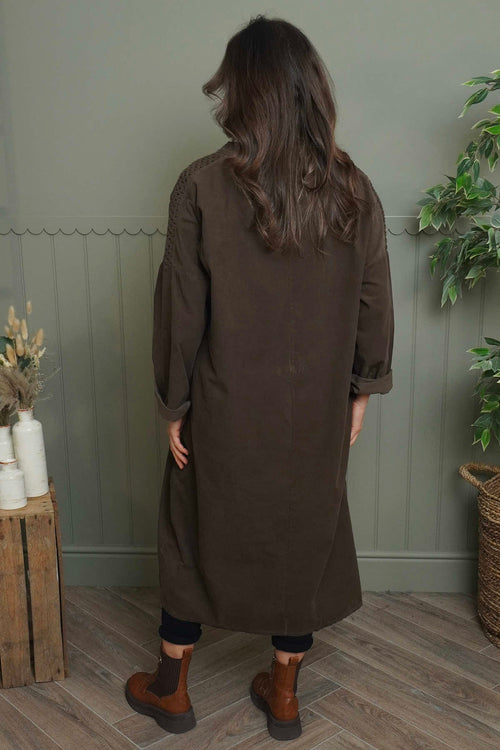 Terrie Needlecord Dress Cocoa - Image 4