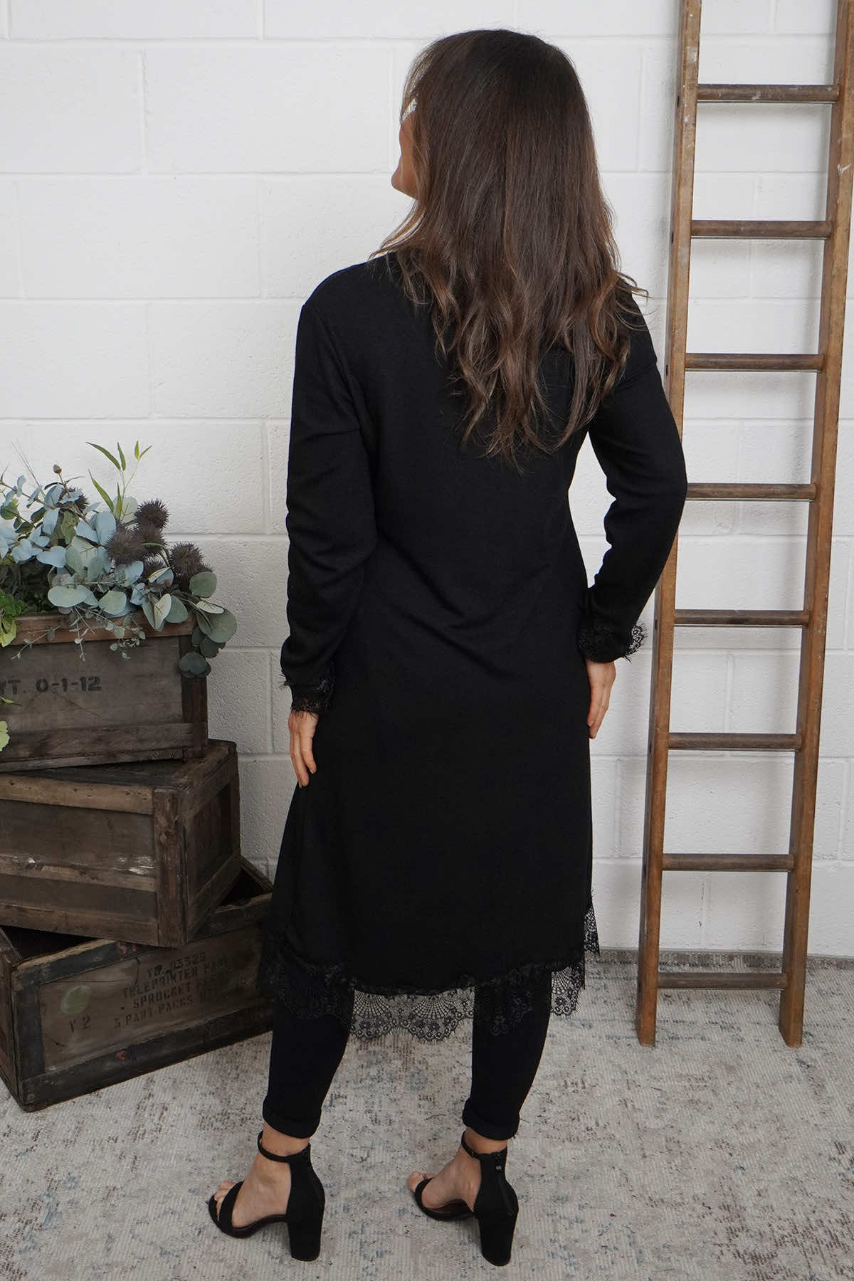 Merinda Lace Detail Dress Black