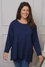 Angelina Pocket Cotton Top Navy Navy - Angelina Pocket Cotton Top Navy